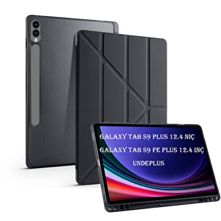 Samsung Galaxy Tab S9 FE Plus/S10 Plus Kılıf Kalem Bölmeli Trifolding Case X610 X616 X820 X826 X828 