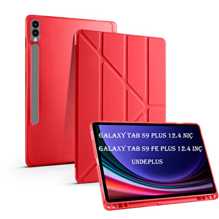 Samsung Galaxy Tab S9 FE Plus/S10 Plus Kılıf Kalem Bölmeli Trifolding Case X610 X616 X820 X826 X828 