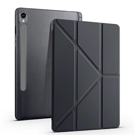 Samsung Galaxy Tab S9 FE X510 X516 Kılıf Kalem Bölmeli Trifolding Case