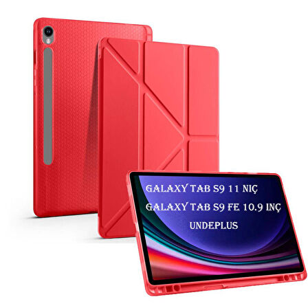 Samsung Galaxy Tab S9 FE X510 X516 Kılıf Kalem Bölmeli Trifolding Case