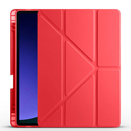 Samsung Galaxy Tab S9 FE X510 X516 Kılıf Kalem Bölmeli Trifolding Case