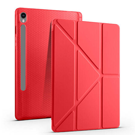 Samsung Galaxy Tab S9 FE X510 X516 Kılıf Kalem Bölmeli Trifolding Case