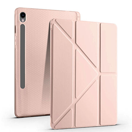 Samsung Galaxy Tab S9 FE X510 X516 Kılıf Kalem Bölmeli Trifolding Case