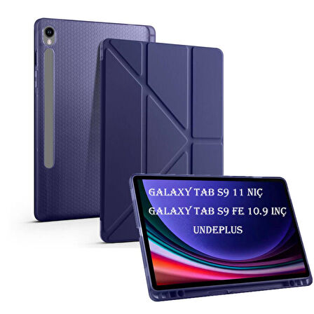 Samsung Galaxy Tab S9 FE X510 X516 Kılıf Kalem Bölmeli Trifolding Case