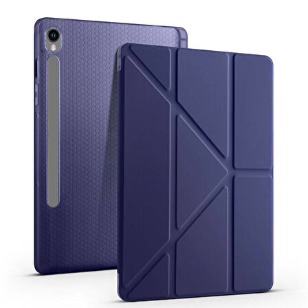 Samsung Galaxy Tab S9 FE X510 X516 Kılıf Kalem Bölmeli Trifolding Case