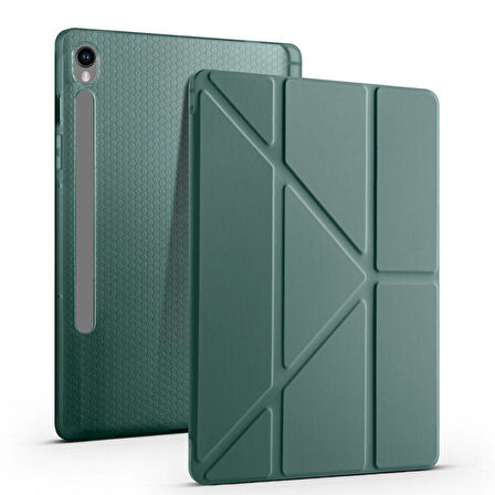 Samsung Galaxy Tab S9 FE X510 X516 Kılıf Kalem Bölmeli Trifolding Case