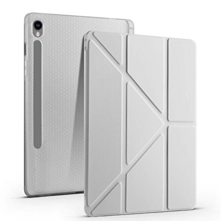 Samsung Galaxy Tab S9 FE X510 X516 Kılıf Kalem Bölmeli Trifolding Case