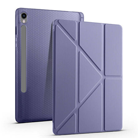 Samsung Galaxy Tab S9 FE X510 X516 Kılıf Kalem Bölmeli Trifolding Case