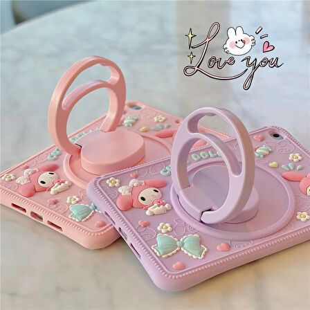 Samsung Galaxy Tab A9 8.7inç X110 X113 X115 X117 Kılıf Cute Dolls Standlı Eğlenceli 3D Karekterli Çocuk Kılıfı