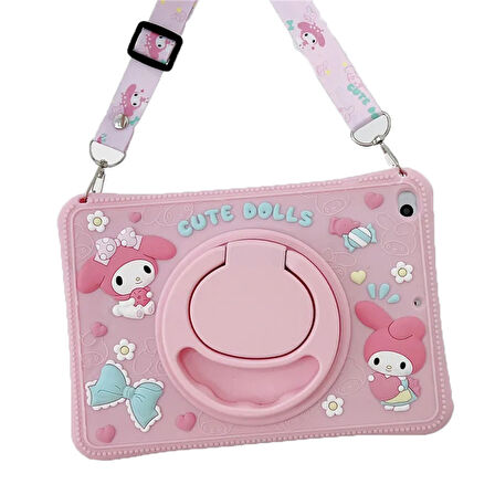 Samsung Galaxy Tab A9 8.7inç X110 X113 X115 X117 Kılıf Cute Dolls Standlı Eğlenceli 3D Karekterli Çocuk Kılıfı