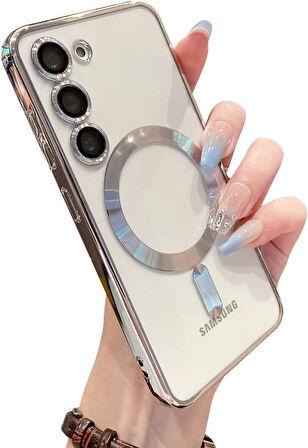 Samsung Galaxy S24 Kılıf Magsafe Kamera Lensli Korumalı Şeffaf Silikon Kapak