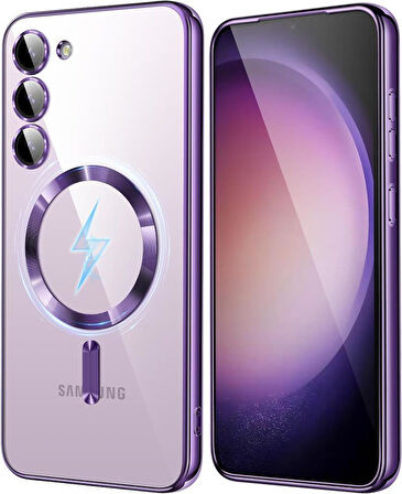 Samsung Galaxy S24 Kılıf Magsafe Kamera Lensli Korumalı Şeffaf Silikon Kapak