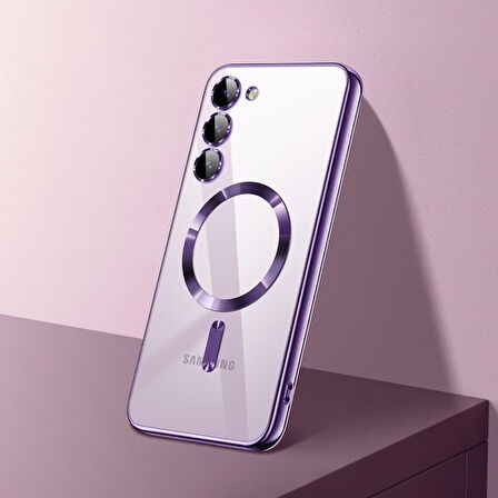 Samsung Galaxy S24 Kılıf Magsafe Kamera Lensli Korumalı Şeffaf Silikon Kapak