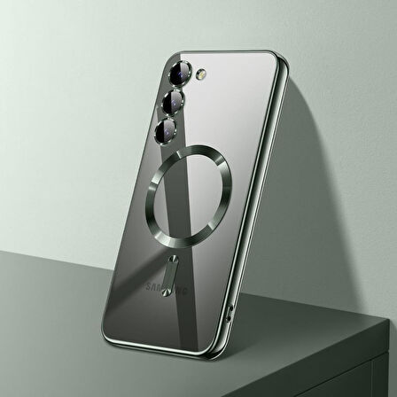 Samsung Galaxy S24 Kılıf Magsafe Kamera Lensli Korumalı Şeffaf Silikon Kapak