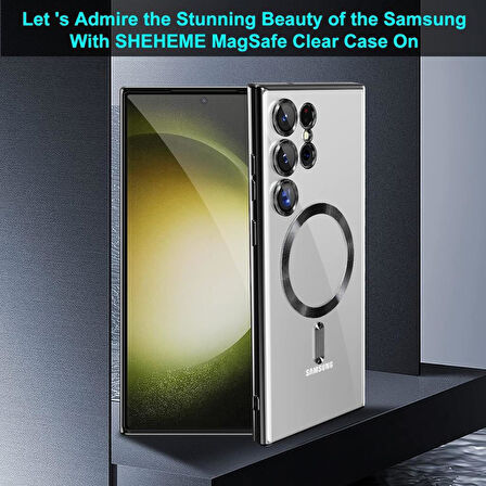Samsung Galaxy S24 Ultra Kılıf Magsafe Kamera Lensli Korumalı Şeffaf Silikon Kapak