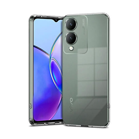 Vivo Y17S Kılıf Şeffaf Silikon Hibrit Case Kapak