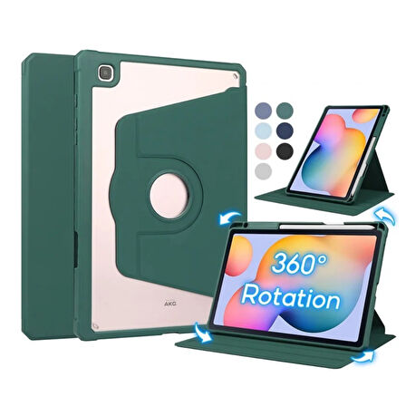 Samsung Galaxy Tab A9 8.7inç X110 X113 X115 X117 Kılıf Termik Kalem Bölmeli Dönebilen Standlı Kılıf SET
