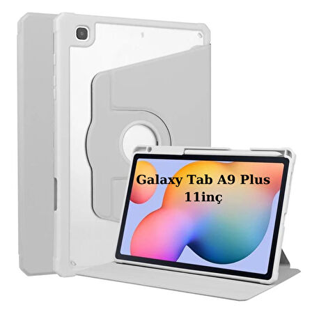 Samsung Galaxy Tab A9 Plus X210 X213 X215 X217 Kılıf Termik Kalem Bölmeli Dönebilen Standlı Kılıf SET