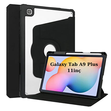 Samsung Galaxy Tab A9 Plus X210 X213 X215 X217 Kılıf Termik Kalem Bölmeli Dönebilen Standlı Kılıf SET