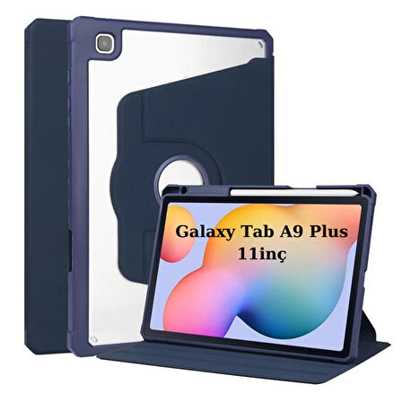 Samsung Galaxy Tab A9 Plus X210 X213 X215 X217 Kılıf Termik Kalem Bölmeli Dönebilen Standlı Kılıf SET