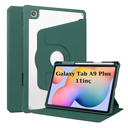 Samsung Galaxy Tab A9 Plus X210 X213 X215 X217 Kılıf Termik Kalem Bölmeli Dönebilen Standlı Kılıf SET