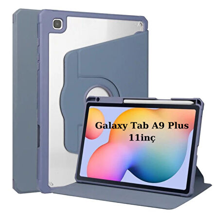 Samsung Galaxy Tab A9 Plus X210 X213 X215 X217 Kılıf Termik Kalem Bölmeli Dönebilen Standlı Kılıf SET