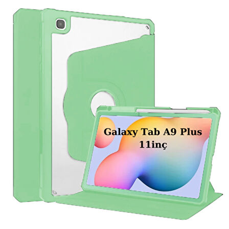 Samsung Galaxy Tab A9 Plus X210 X213 X215 X217 Kılıf Termik Kalem Bölmeli Dönebilen Standlı Kılıf SET