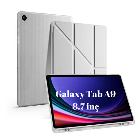 Samsung Galaxy Tab A9 8.7inç X110 X113 X115 X117 Kılıf Kalem Bölmeli Trifolding Case