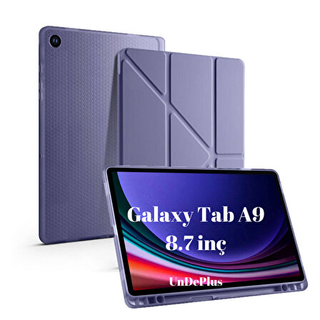 Samsung Galaxy Tab A9 8.7inç X110 X113 X115 X117 Kılıf Kalem Bölmeli Trifolding Case