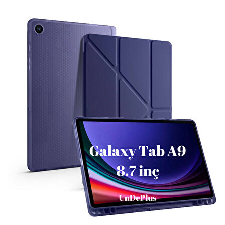 Samsung Galaxy Tab A9 8.7inç X110 X113 X115 X117 Kılıf Kalem Bölmeli Trifolding Case