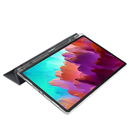 Lenovo Tab P12 12.7inç TB370FU Kalem Bölmeli Kılıf PU Deri Smart Standlı Case