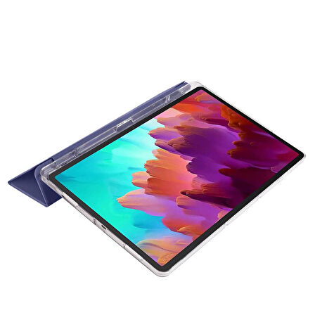 Lenovo Tab P12 12.7inç TB370FU Kalem Bölmeli Kılıf PU Deri Smart Standlı Case