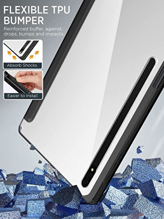 Samsung Galaxy Tab S9 FE Plus/S10 Plus/S9 Plus Kılıf Grafiti Şeffaf Kalem Bölmeli X610-16-810-18 X820