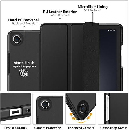 Samsung Galaxy Tab A9 Plus X210 X213 X215 X217 Kılıf New PU Deri Smart Standlı Case Uyku Modlu