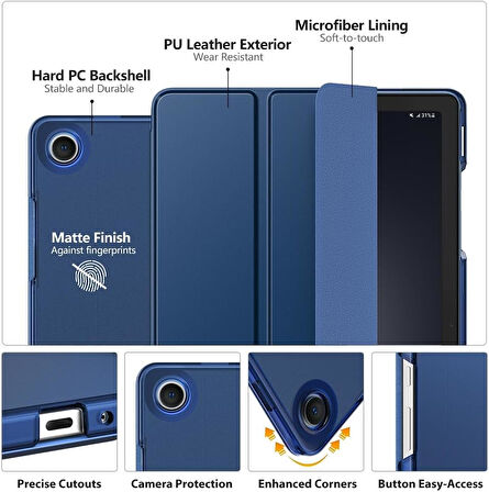 Samsung Galaxy Tab A9 8.7inç X110 X113 X115 X117 Kılıf New PU Deri Smart Standlı Case Uyku Modlu