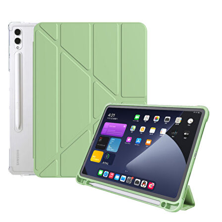 Samsung Galaxy Tab S9 X710 X716 X718 Kılıf Kalem Bölmeli Trifolding Case