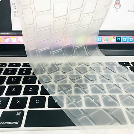 Apple Macbook Air 13.6inç 2024 M3 M2 A3113 A2681 Klavye Koruyucu Transparan Buzlu Silikon Ped