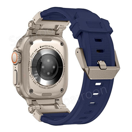 Apple Watch 42/44/45/46/49mm Titanyum Metal Bağlantı Kitli Silikon Kordon 101
