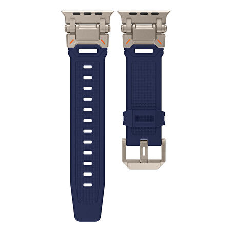 Apple Watch 42/44/45/46/49mm Titanyum Metal Bağlantı Kitli Silikon Kordon 101