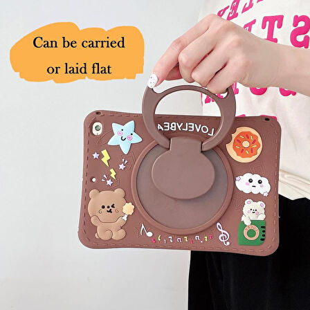 Apple iPad 6. Nesil 9.7" 2018 Kılıf Cute Dolls Standlı Eğlenceli 3D Karekterli Çocuk Kılıfı A1893 A1954
