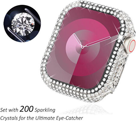 Apple Watch 40mm Full Kenar Taşlı Sert PC Kasa Ve Ekran Koruyucu