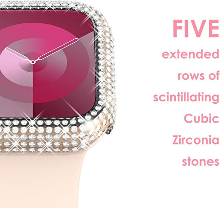 Apple Watch 40mm Full Kenar Taşlı Sert PC Kasa Ve Ekran Koruyucu