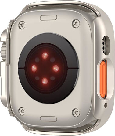 Apple Watch Ultra 1/2 49mm Ekran Koruyuculu Tek Sıra Kenar Taşlı Sert PC Kasa Koruyucu