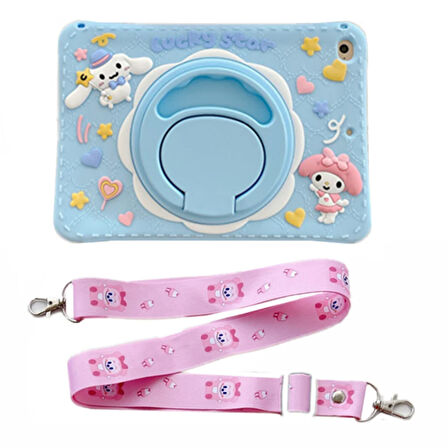 Samsung Galaxy Tab A9 Plus X210 X213 X215 X217 Kılıf Cute Dolls Standlı Eğlenceli 3D Karekterli Çocuk Kılıfı