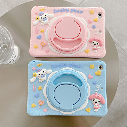 Samsung Galaxy Tab A9 Plus X210 X213 X215 X217 Kılıf Cute Dolls Standlı Eğlenceli 3D Karekterli Çocuk Kılıfı