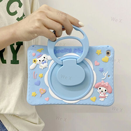 Samsung Galaxy Tab A9 Plus X210 X213 X215 X217 Kılıf Cute Dolls Standlı Eğlenceli 3D Karekterli Çocuk Kılıfı