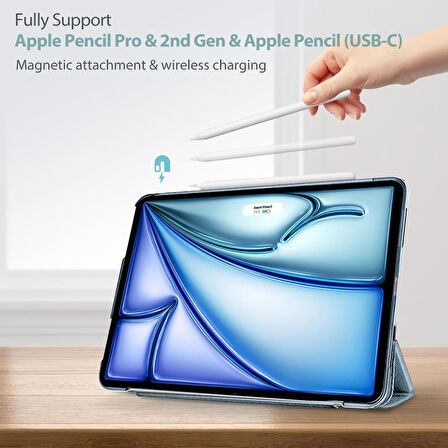 Apple iPad Air 11inç M2/M3 Air 4/5.Nesil 10.9 Kılıf PU Deri Smart Standlı Case 2025-2024 Flip