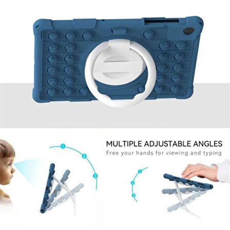 Samsung Galaxy Tab A9 Plus 11inç X210 X215 X217 Çocuk Kılıfı Antishock Patpatcık 360Standlı+Kalem