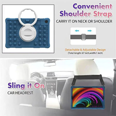 Samsung Galaxy Tab A9 Plus 11inç X210 X215 X217 Çocuk Kılıfı Antishock Patpatcık 360Standlı+Kalem