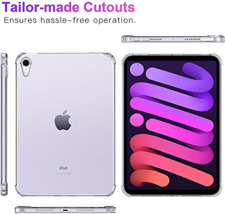 Apple iPad Air 11inç M2/M3 2025-2024 Kılıf Kalem Bölemli Standlı Darbelere Dayanıklı Şeffaf Kapak